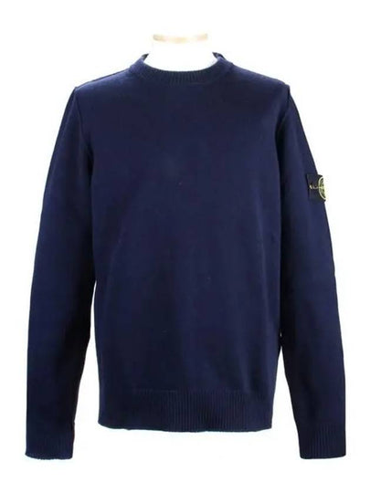 Wappen Patch Crew Neck Wool Knit Top Navy - STONE ISLAND - BALAAN 2