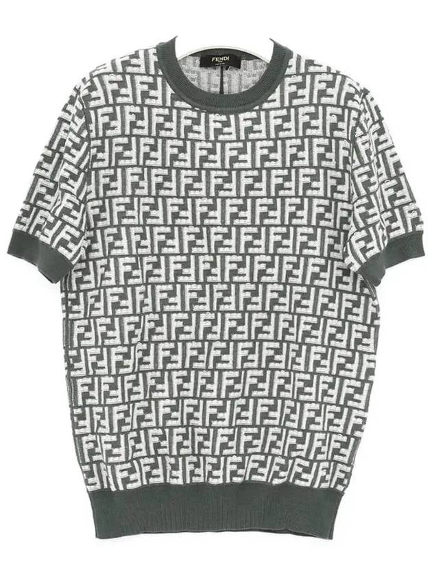 FF Motif Knitted Wool Short Sleeve T-shirt Green White - FENDI - BALAAN 4