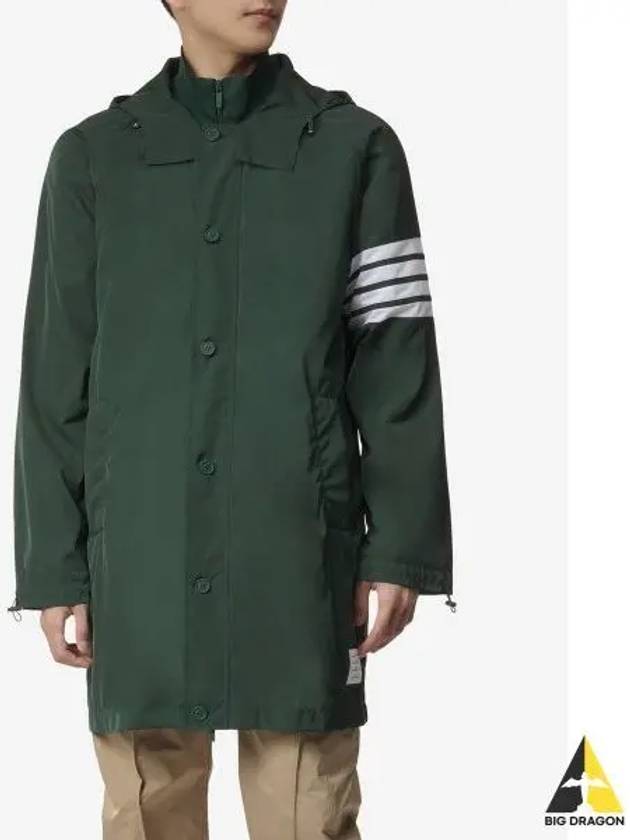 Poly Twill Diagonal Hooded Parka Dark Green - THOM BROWNE - BALAAN 2