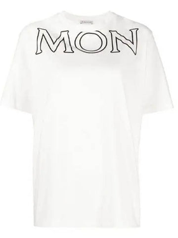 MON Logo Round Short Sleeve TShirt Ivory Women’s TShirt 8C00022 829HP 033 - MONCLER - BALAAN 1