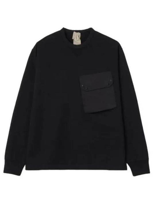 Garment dyed crew neck pocket sweatshirt black T shirt - TEN C - BALAAN 1