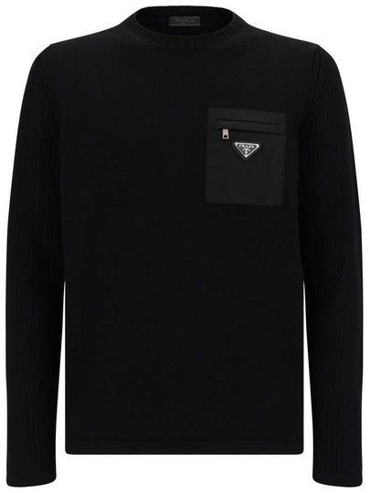 Triangle Logo Pocket Knitted Sweater Black - PRADA - BALAAN 2