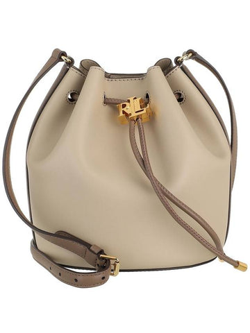 Gold Drawstring Leather Bucket Bag Beige - RALPH LAUREN - BALAAN 1