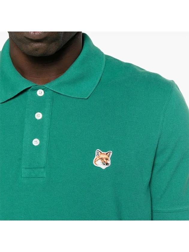 Fox Head Patch Cotton Polo Shirt Green - MAISON KITSUNE - BALAAN 4