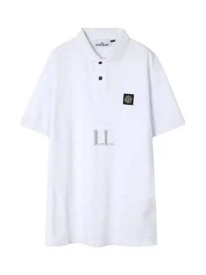 Men's Logo Patch Polo Shirt White - STONE ISLAND - BALAAN 2