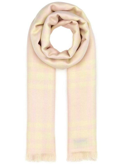 Check Lightweight Reversible Wool Silk Scarf Yellow Light Pink - BURBERRY - BALAAN 2