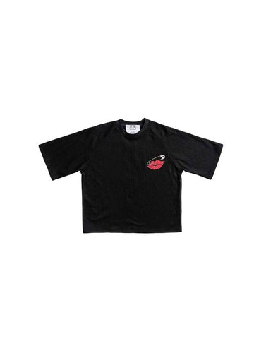 Pin Lips Short Sleeve T-Shirt Black - PLA.Y_P - BALAAN 1