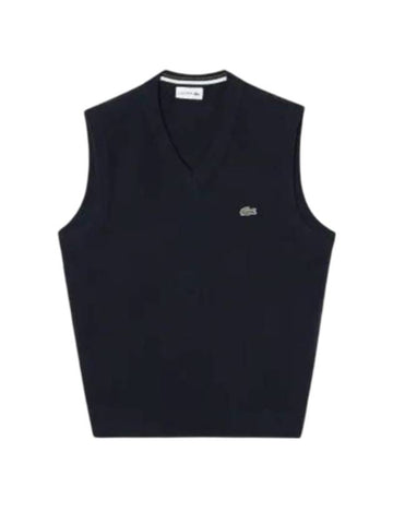 Men's V Neck Vest Navy - LACOSTE - BALAAN 1