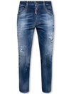 Men's Logo Patch Skinny Jeans Navy - DSQUARED2 - BALAAN 6