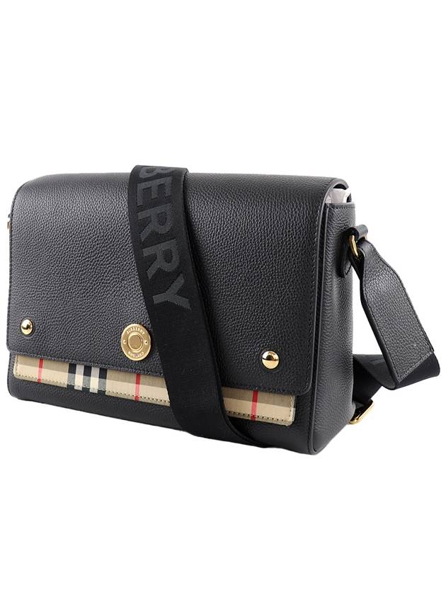 Leather and Vintage Check Note Crossbody Bag Black - BURBERRY - BALAAN 4