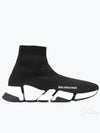 Women's Speed 2.0 Trainer Black Knit White Sole High Top Sneakers Black - BALENCIAGA - BALAAN 2