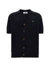 Embroidered ORB Logo Polo Cardigan Black - VIVIENNE WESTWOOD - BALAAN 1