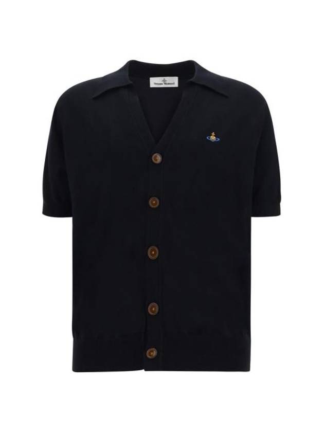 Embroidered ORB Logo Polo Cardigan Black - VIVIENNE WESTWOOD - BALAAN 1