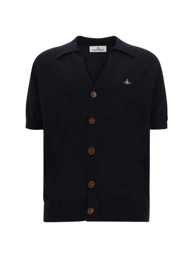 Embroidered ORB Logo Polo Cardigan Black - VIVIENNE WESTWOOD - BALAAN 1