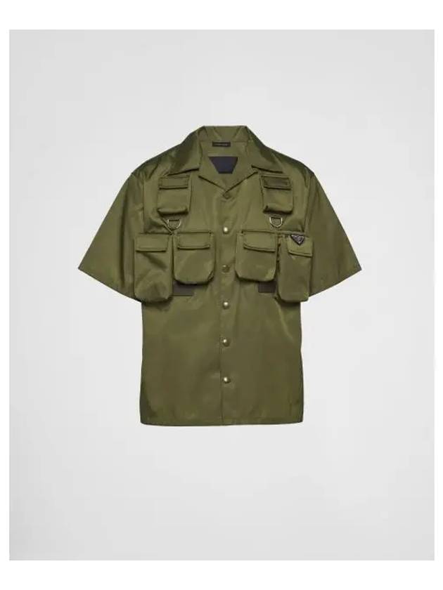 Short Sleeved Re Nylon Shirt Dark Green - PRADA - BALAAN 2