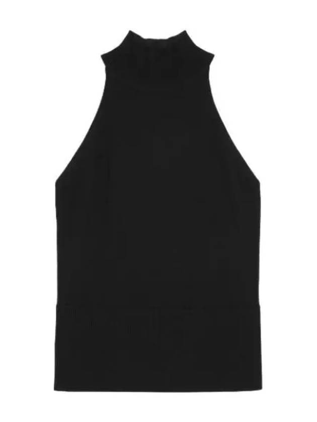 Ribbed high neck sleeveless knit black - TOTEME - BALAAN 1