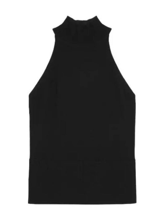 Ribbed high neck sleeveless knit black - TOTEME - BALAAN 1