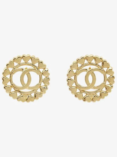 CC Logo Round Heart Earrings Gold - CHANEL - BALAAN 2