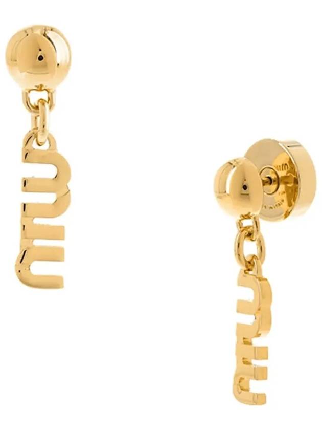 metal logo earrings gold - MIU MIU - BALAAN 5