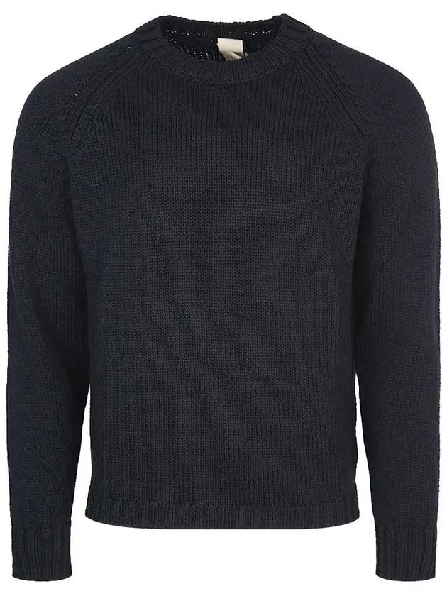 Men’s Merino Wool Knit Top Black - TEN C - BALAAN 3