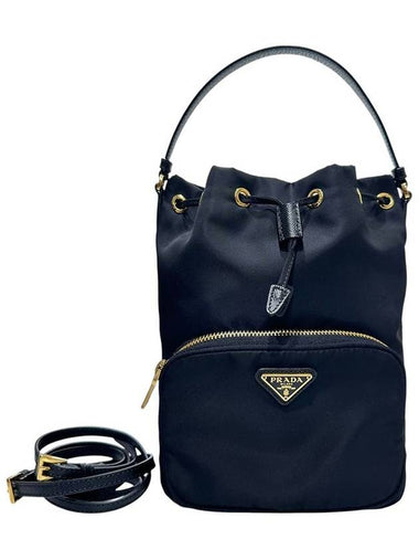 1BH038 Pocono fabric black bucket tote bag strap - PRADA - BALAAN 1