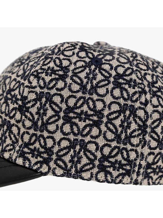 A.POR  Anagram Jacquard & Leather Navy Black Ball Cap K604358X01 - LOEWE - BALAAN 3