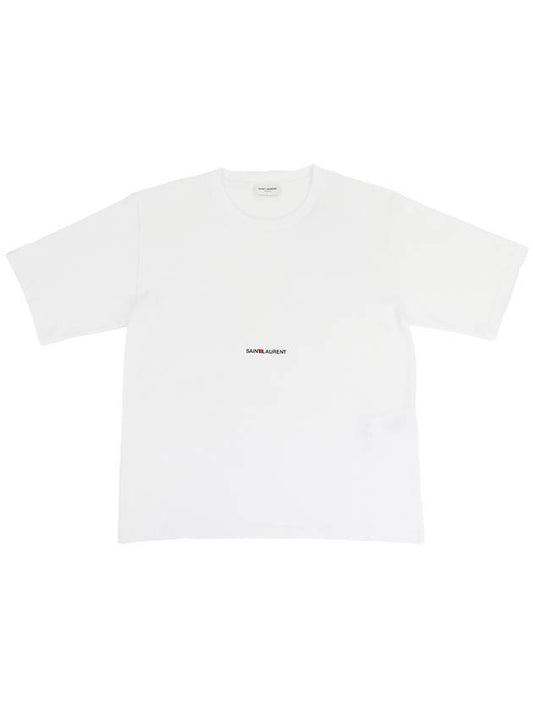 Rive Gauche Short Sleeve T-Shirt White - SAINT LAURENT - BALAAN 2