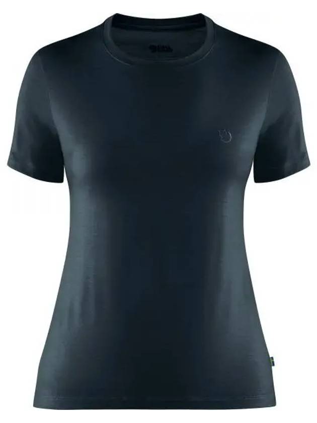 Women's Abisko Wool Short Sleeve T-Shirt Dark Navy - FJALL RAVEN - BALAAN 2