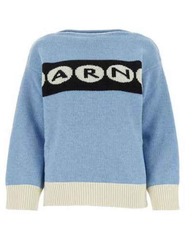 Logo Wool Knit Top Blue - MARNI - BALAAN 1