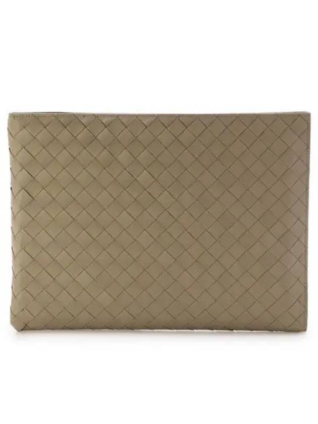 Intrecciato Half-Zip Clutch Bag Green - BOTTEGA VENETA - BALAAN 3