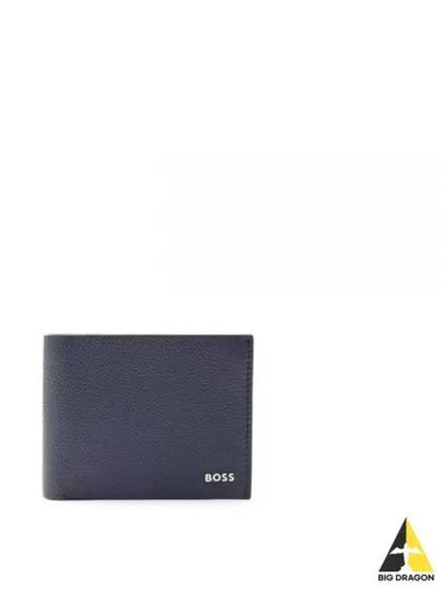 Highway Logo Grain Leather Half Wallet Navy - HUGO BOSS - BALAAN 2