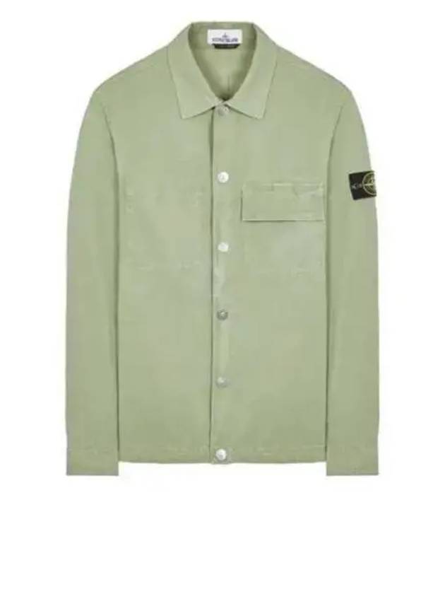 Cupro Cotton Twill Over Long Sleeve Overshirt Jacket Sage Green - STONE ISLAND - BALAAN 2