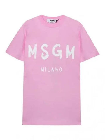 Brushed Logo Short Sleeve T Shirt Women s Tee - MSGM - BALAAN 1