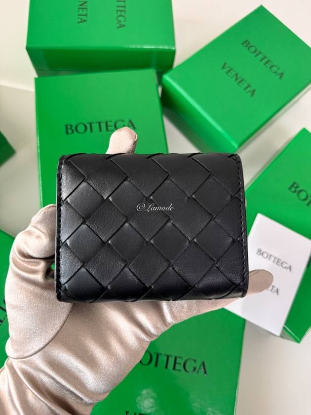 Intrecciato Trifold Half Wallet Black - BOTTEGA VENETA - BALAAN 9