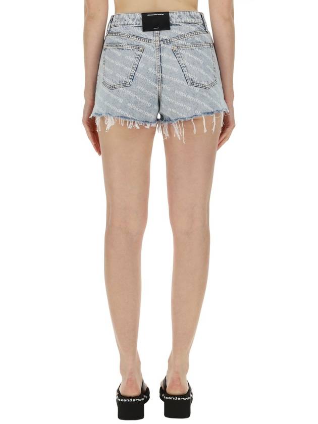 All-Over Logo Bite High Waist Denim Shorts Blue - ALEXANDER WANG - BALAAN 7