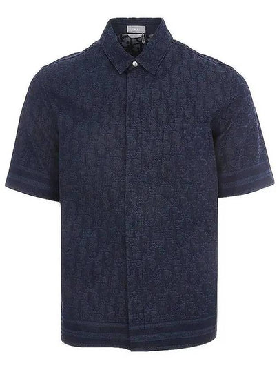 Oblique Denim Short Sleeve Shirt Deep Blue - DIOR - BALAAN 2