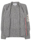 Donegal Twist Cable 4 Bar Classic V Neck Cardigan Light Grey - THOM BROWNE - BALAAN 11