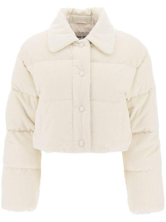 Crop Corduroy Padding White - MIU MIU - BALAAN 1