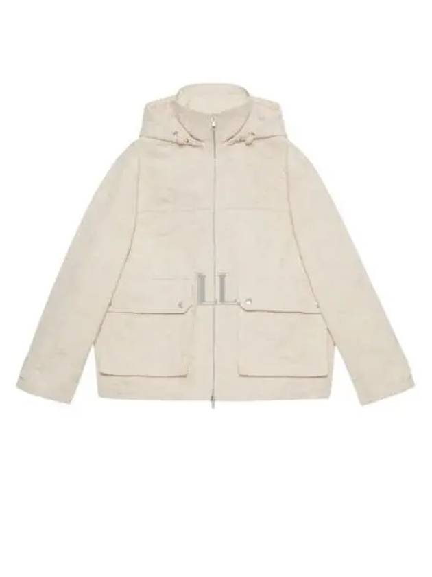 Jumbo GG Canvas Puffer Hooded Jacket White - GUCCI - BALAAN 2