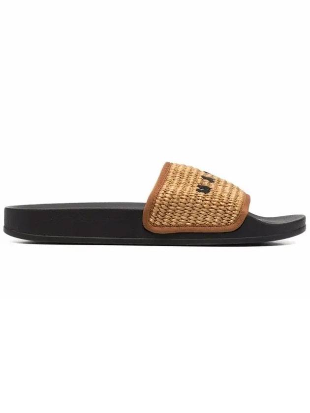 Women's Raffia Slippers Brown - MARNI - BALAAN.