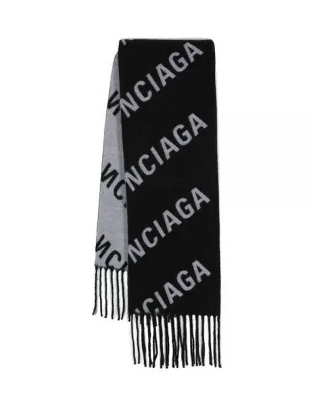 All-Over Logo Muffler Black - BALENCIAGA - BALAAN 1