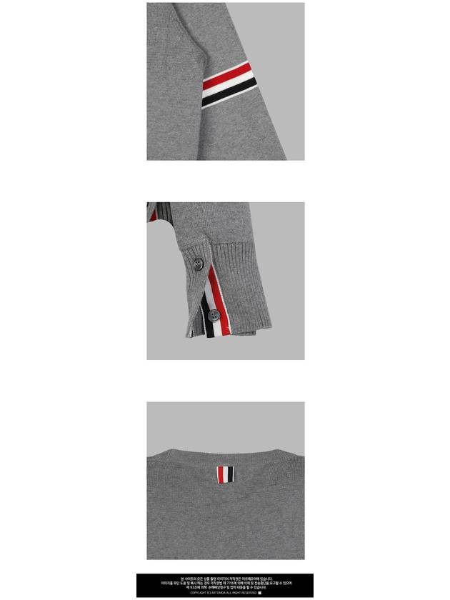 Men's Milan Stitch Armband Crew Neck Knit Top Light Grey - THOM BROWNE - BALAAN 4