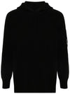 Lambswool GRS Hooded Waffle Knit Top Black - CP COMPANY - BALAAN 3