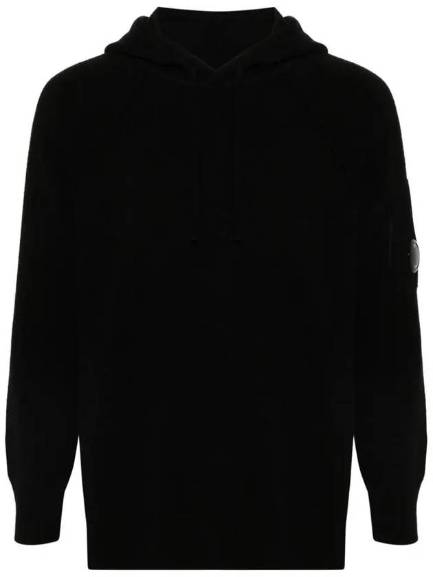 Lambswool GRS Hooded Waffle Knit Top Black - CP COMPANY - BALAAN 3