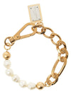 Logo Tag Pearl Chain Bracelet Gold - DOLCE&GABBANA - BALAAN 11