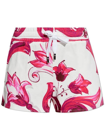 Dolce & Gabbana Shorts With Majolica Pattern, Women's, Pink - DOLCE&GABBANA - BALAAN 1