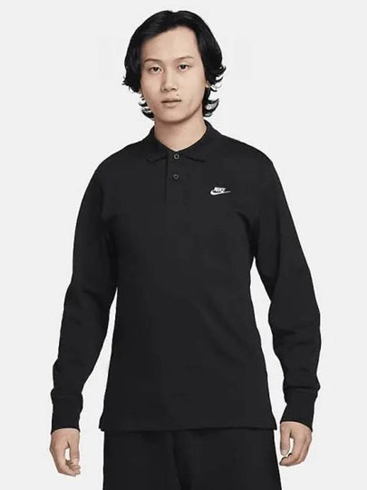 Club Long Sleeve Knit Polo Black Asia FQ3418 010 - NIKE - BALAAN 2