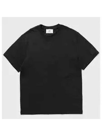 Patch Logo Round Neck Short Sleeved T-Shirt Black - AMI - BALAAN 2