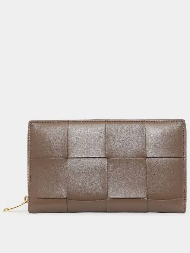 Intrecciato Zipper Around Long Wallet Taupe Grey - BOTTEGA VENETA - BALAAN 3