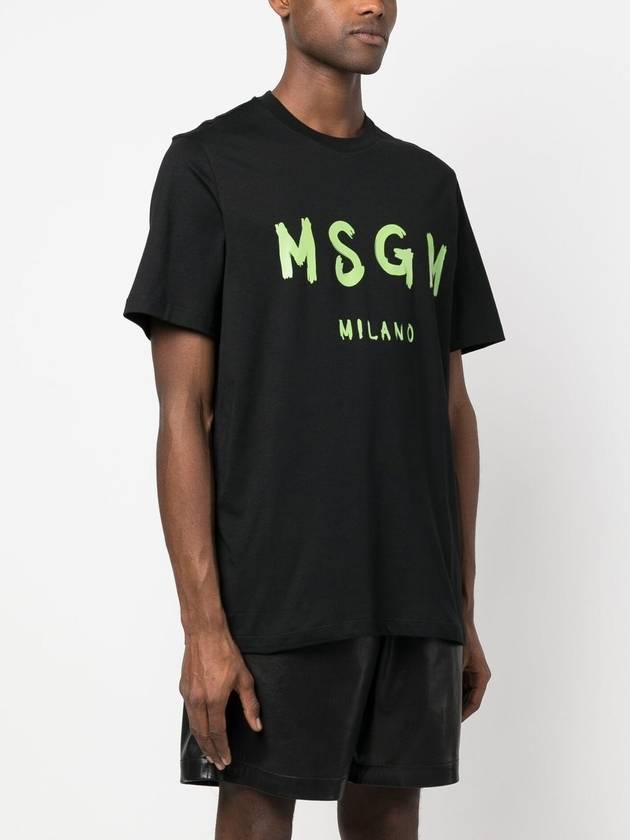 Milano Brushed Logo Cotton Short Sleeve T-Shirt Black - MSGM - BALAAN 3